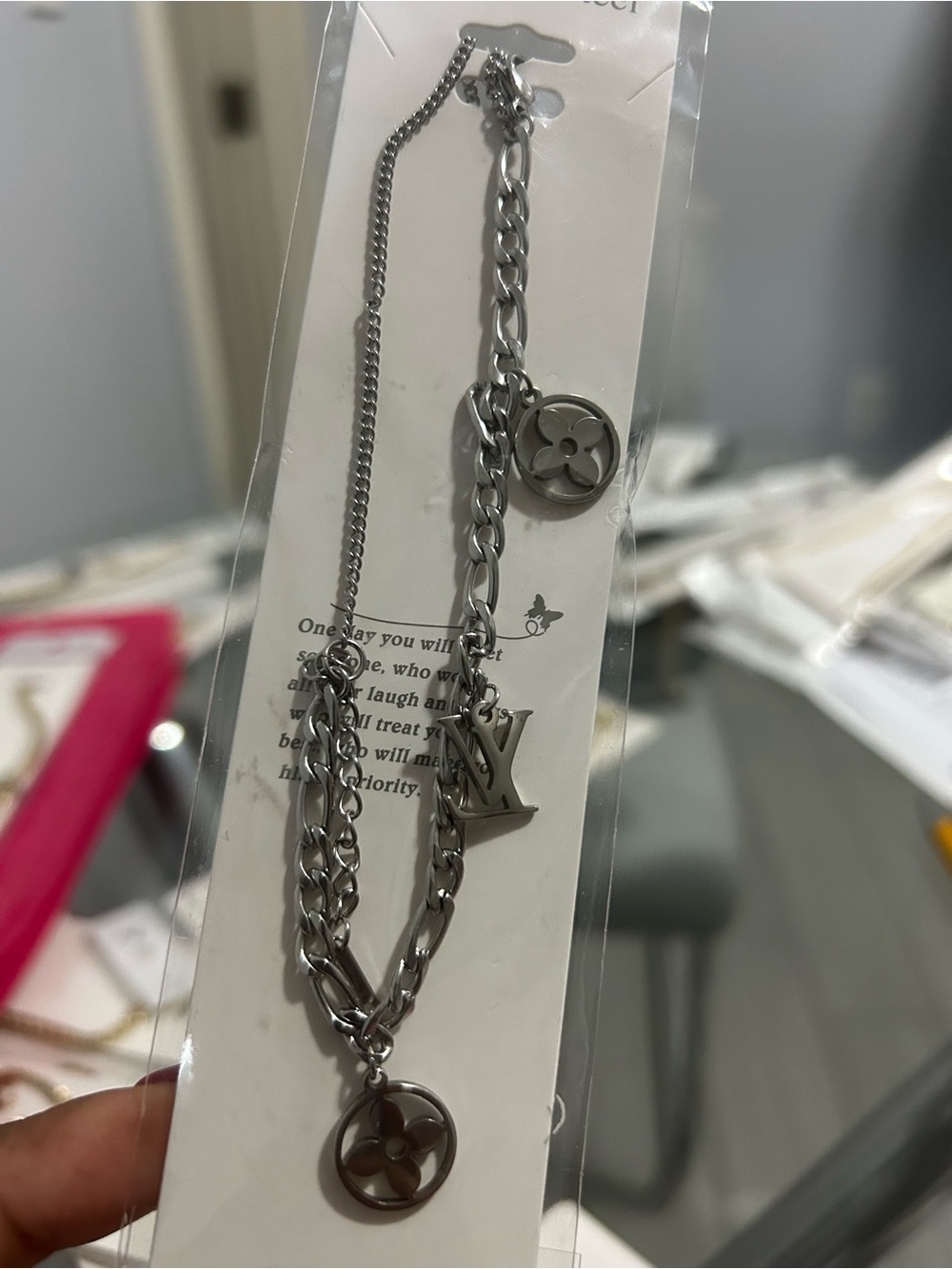 Silver-tone Pendant Charm bracelet